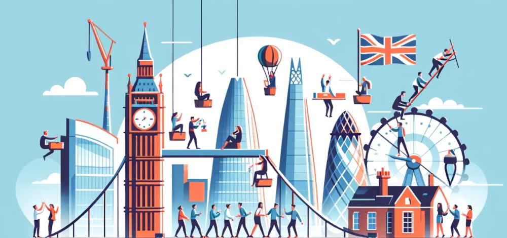 Illustration of team building activities around London